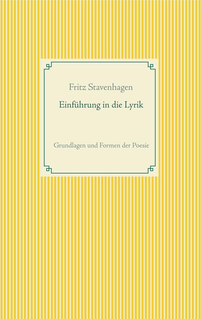 Produktbild: Einführung in die Lyrik | Fritz Stavenhagen