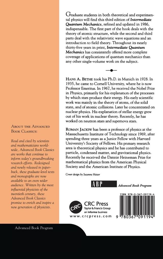 Weitere Ansicht: Intermediate Quantum Mechanics | ROMAN JACKIW