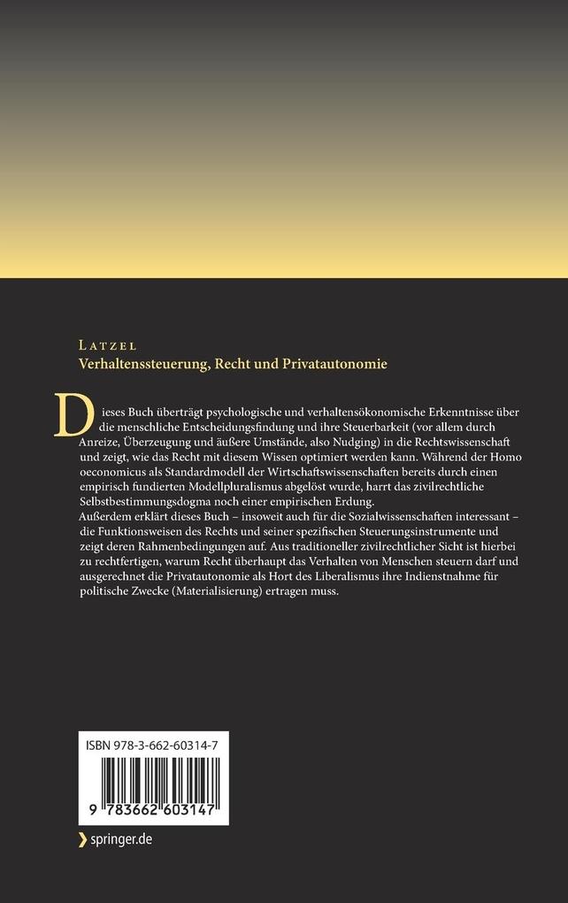 Weitere Ansicht: Verhaltenssteuerung, Recht und Privatautonomie | Clemens Latzel