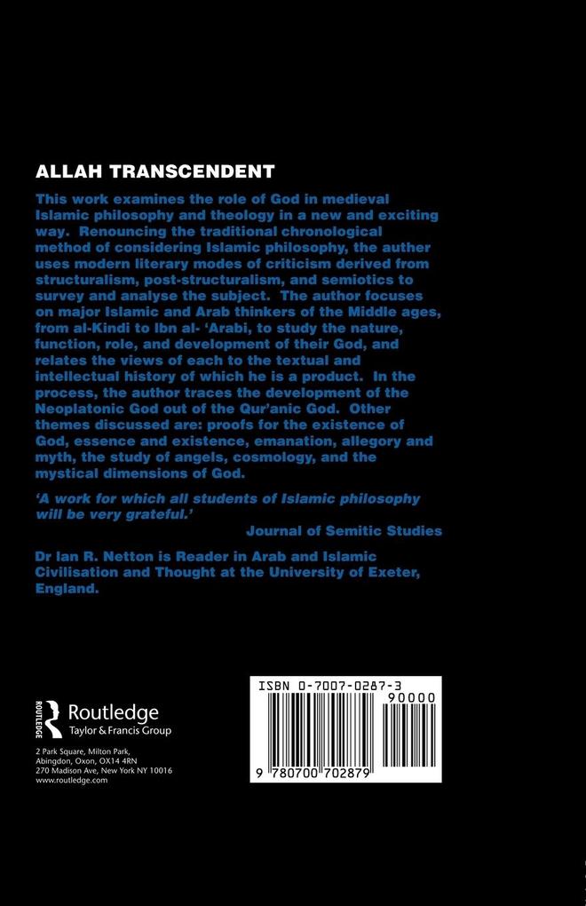 Weitere Ansicht: Allah Transcendent | Ian Richard Netton