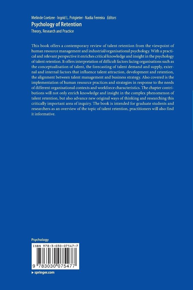 Weitere Ansicht: Psychology of Retention