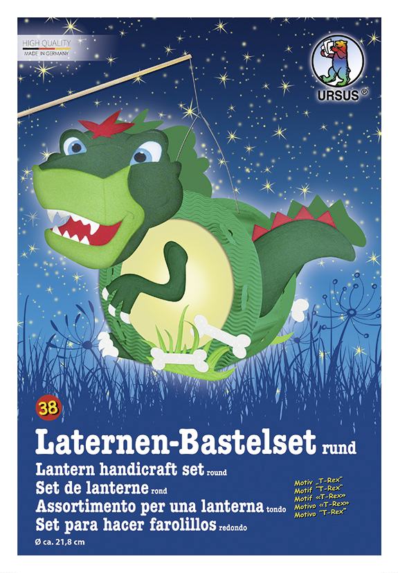 Weitere Ansicht: URSUS Laternenzeit Laternen-Bastelset rund TRex