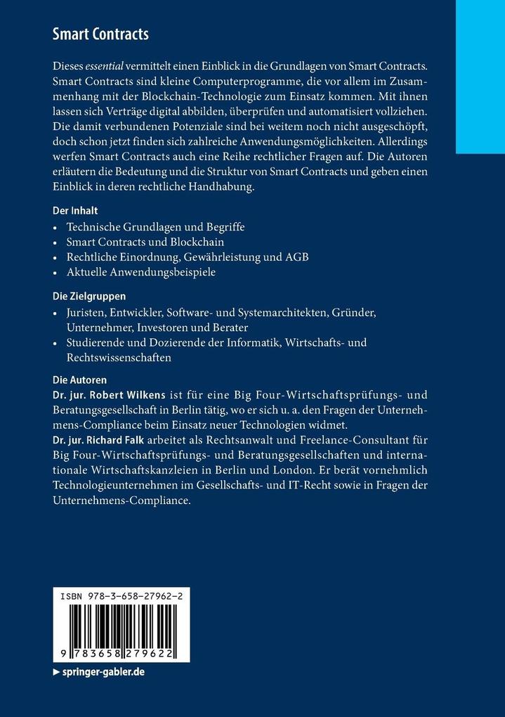 Weitere Ansicht: Smart Contracts | Robert Wilkens, Richard Falk