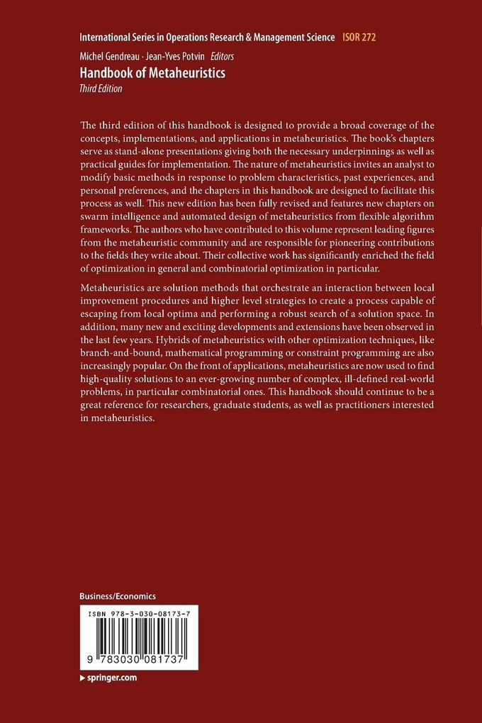 Weitere Ansicht: Handbook of Metaheuristics