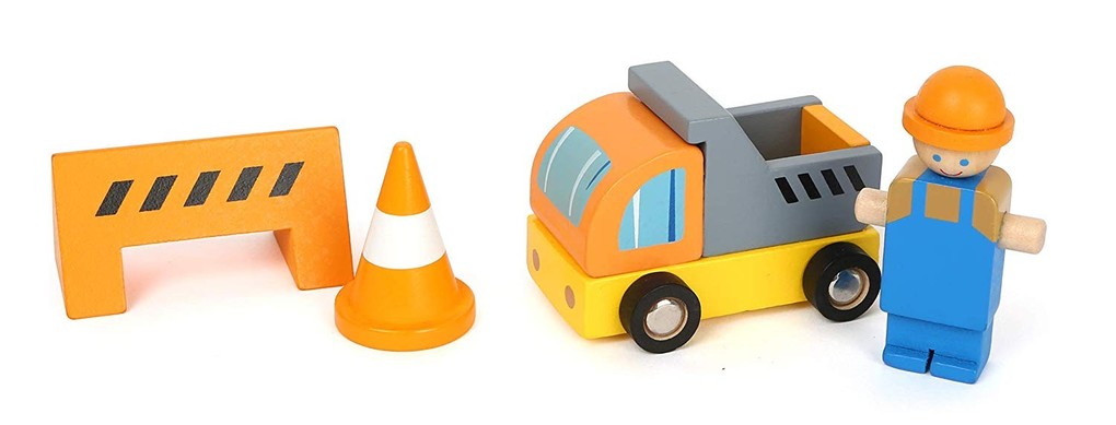 Weitere Ansicht: small foot 12007 - Baukran aus Holz mit Baustellenzubehör, 13 Teile, 360 Grad drehbar