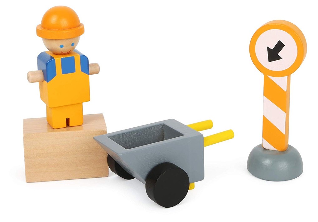 Weitere Ansicht: small foot 12007 - Baukran aus Holz mit Baustellenzubehör, 13 Teile, 360 Grad drehbar