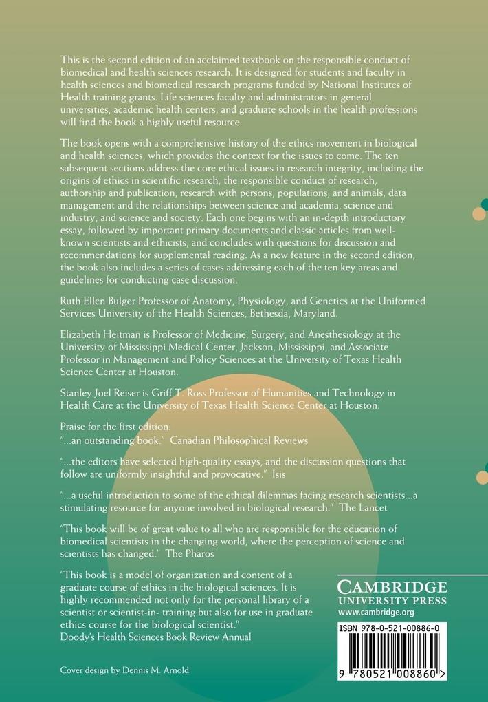 Weitere Ansicht: The Ethical Dimensions of the Biological and Health Sciences | Ruth Ellen Bulger, Elizabeth Heitman, Stanley Joel Reiser