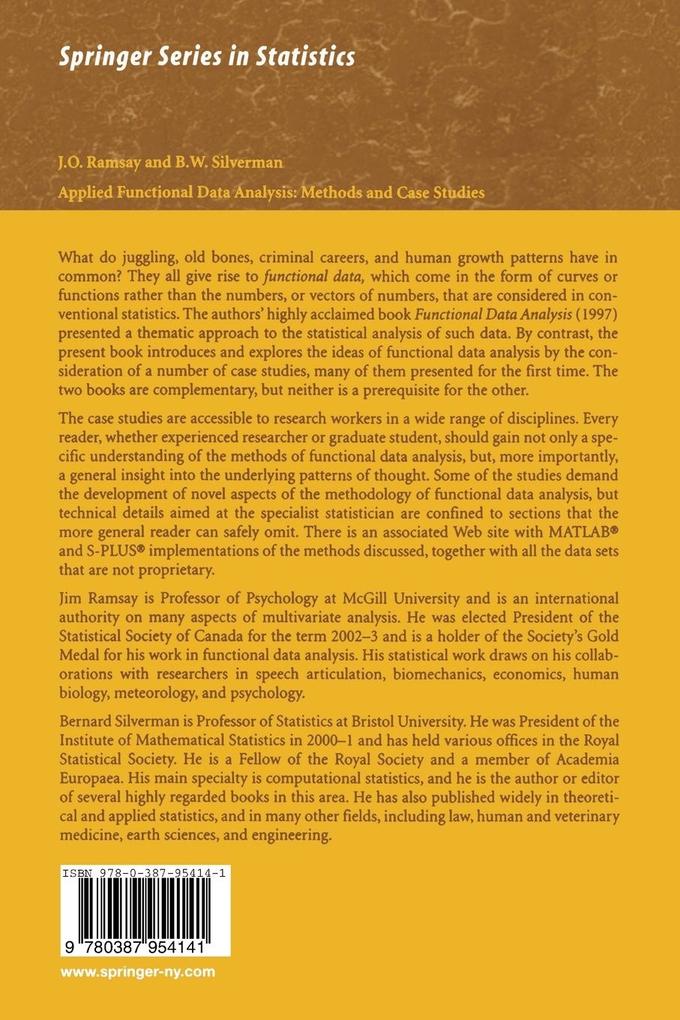 Weitere Ansicht: Applied Functional Data Analysis | J.O. Ramsay, B.W. Silverman