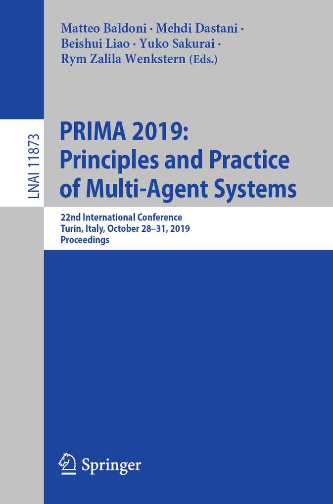 Produktbild: PRIMA 2019: Principles and Practice of Multi-Agent Systems