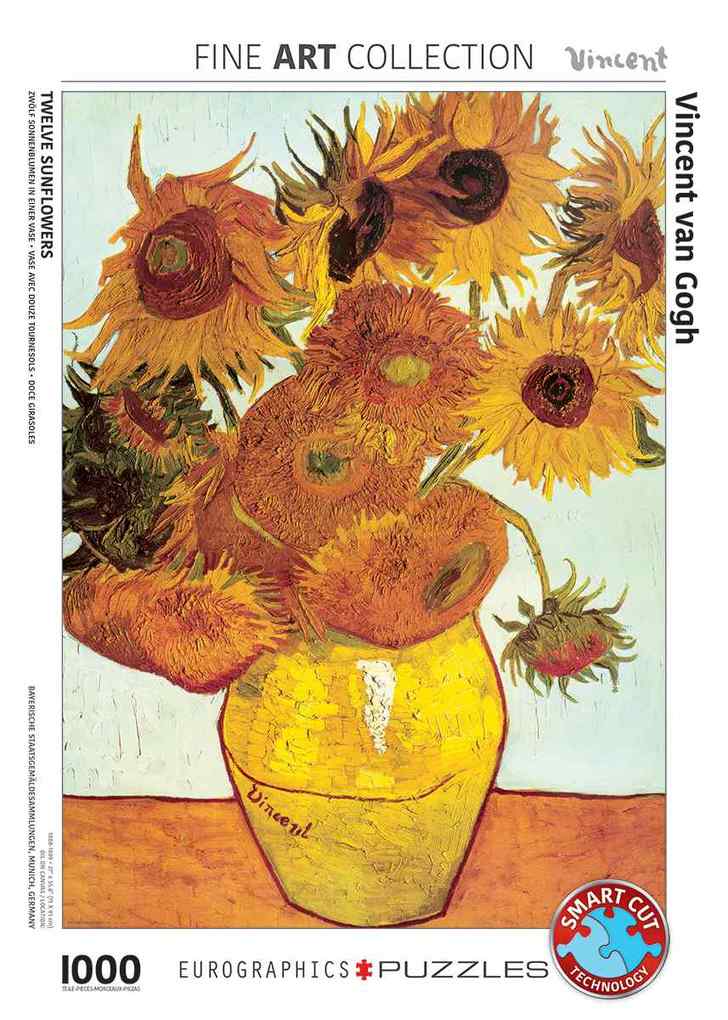 Weitere Ansicht: Eurographics 6000-3688 - Zwölf Sonnenblumen in einer Vase von van Gogh , Puzzle, 1.000 Teile