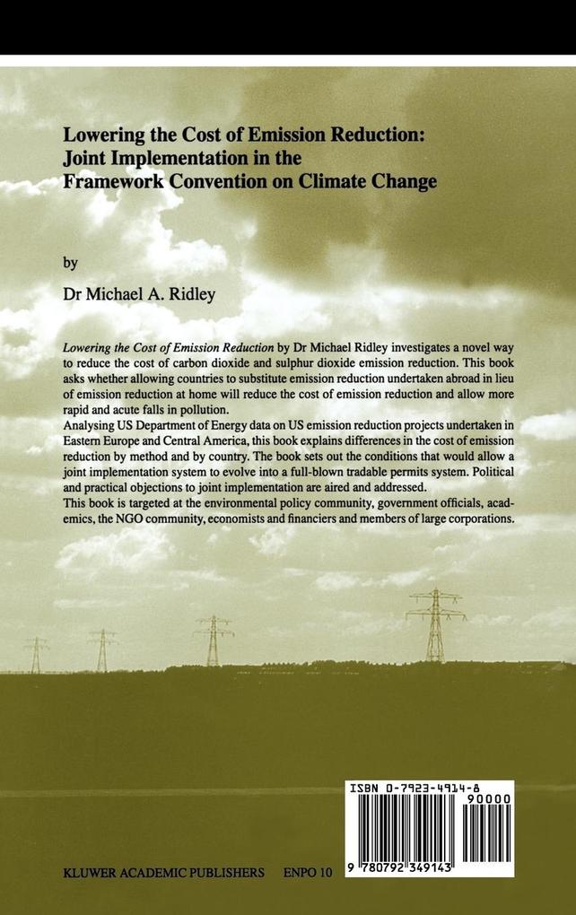 Weitere Ansicht: Lowering the Cost of Emission Reduction: Joint Implementation in the Framework Convention on Climate Change | M.A. Ridley