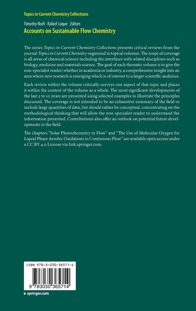 Weitere Ansicht: Accounts on Sustainable Flow Chemistry
