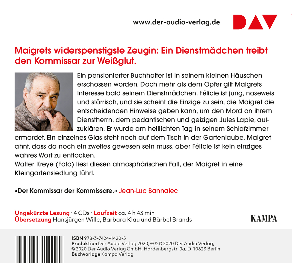 Weitere Ansicht: Maigret und das Dienstmädchen, 4 Audio-CD | Georges Simenon