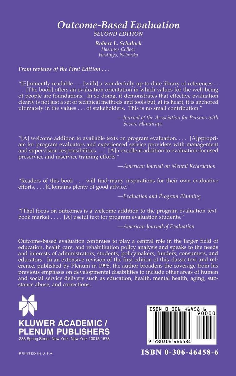 Weitere Ansicht: Outcome-Based Evaluation | Robert L. Schalock