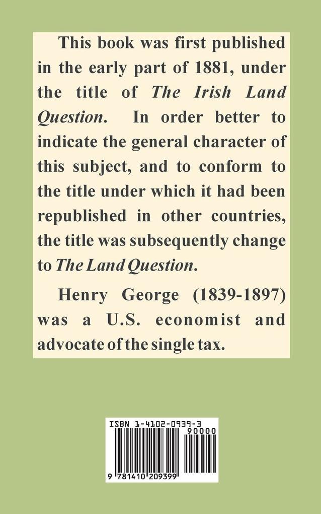 Weitere Ansicht: The Land Question | Henry George