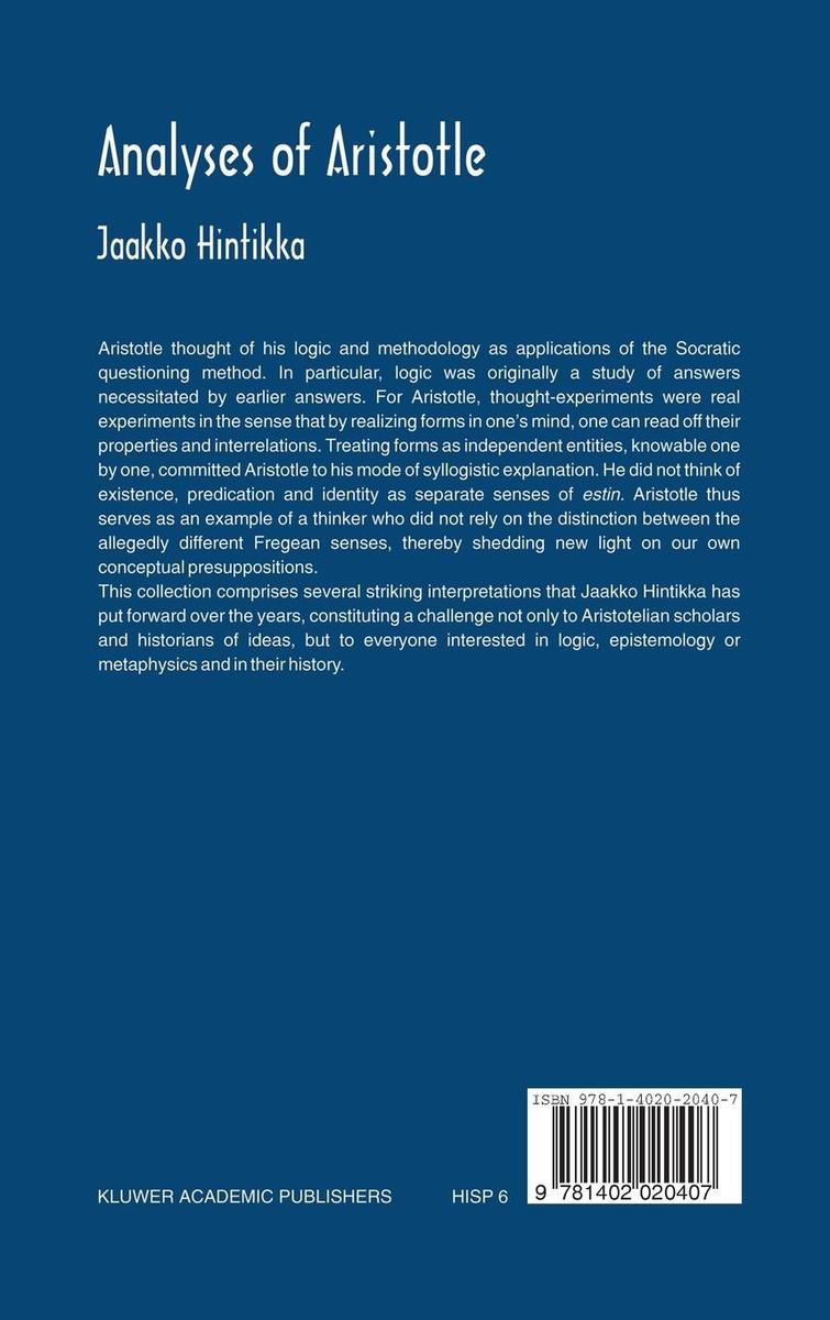Weitere Ansicht: Analyses of Aristotle | Jaakko Hintikka