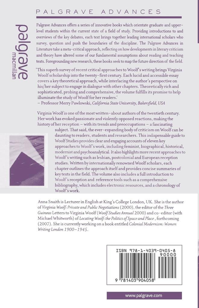 Weitere Ansicht: Palgrave Advances in Virginia Woolf Studies