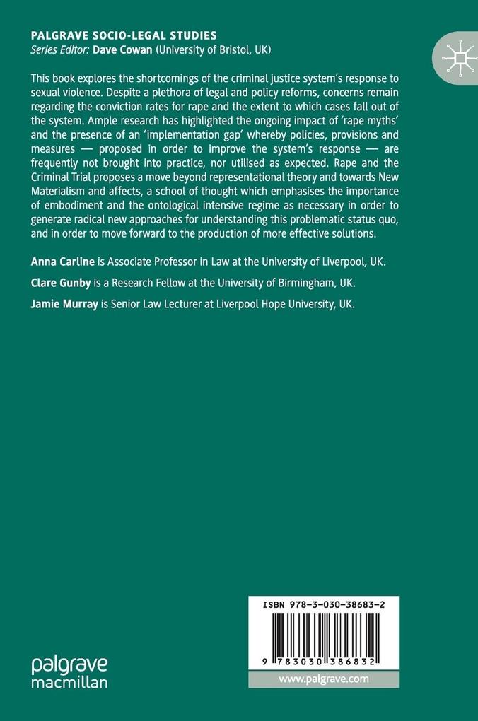Weitere Ansicht: Rape and the Criminal Trial | Anna Carline, Clare Gunby, Jamie Murray