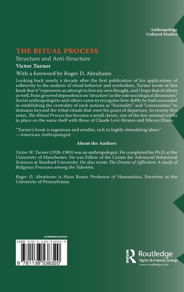 Weitere Ansicht: The Ritual Process | Victor Turner, Roger Abrahams, Alfred Harris