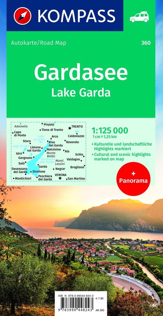 Weitere Ansicht: KOMPASS Autokarte Lago di Garda, Lac de Garde 1:125.000
