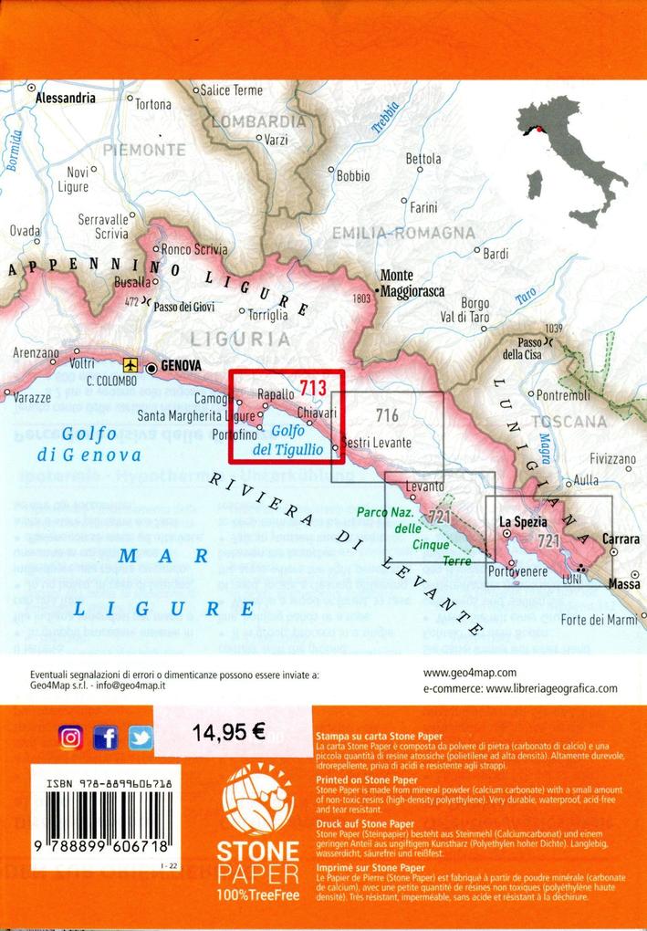 Weitere Ansicht: Golfo del Tigullio - Camogli - Portofino - Chiavari. Carta escursionistica 1:25.000