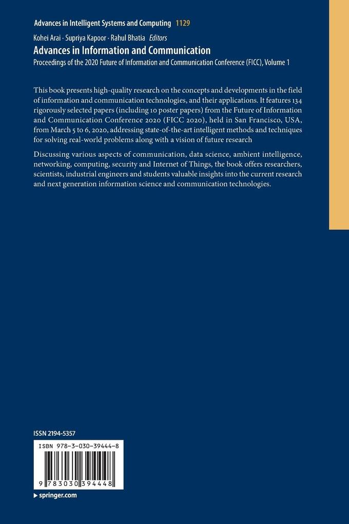 Weitere Ansicht: Advances in Information and Communication