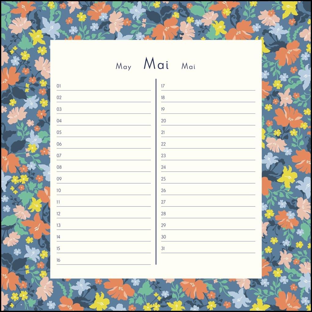 Weitere Ansicht: Immerwährender Geburtstagskalender - Lovely Flowers - Haferkorn & Sauerbrey - Quadrat-Format 24 x 24 cm