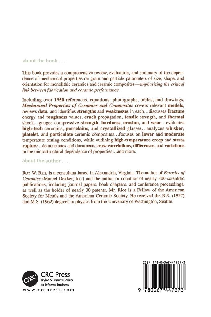 Weitere Ansicht: Mechanical Properties of Ceramics and Composites | Roy W. Rice