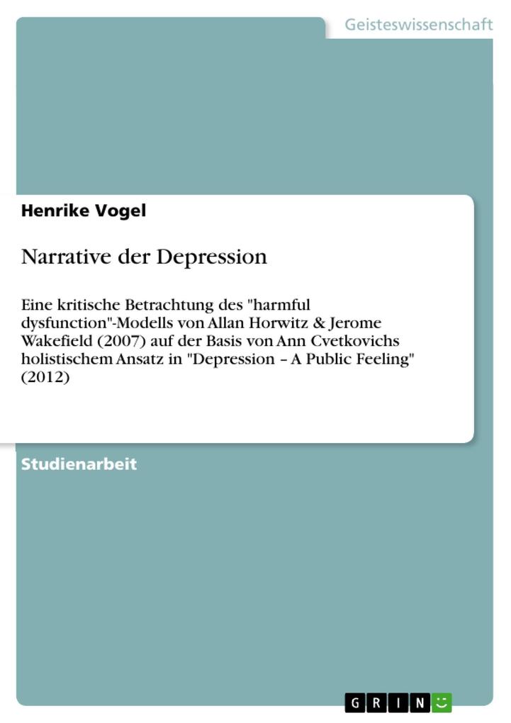 Produktbild: Narrative der Depression | Henrike Vogel