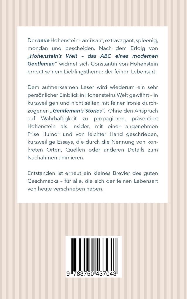 Weitere Ansicht: Gentleman's Storys | Constantin von Hohenstein