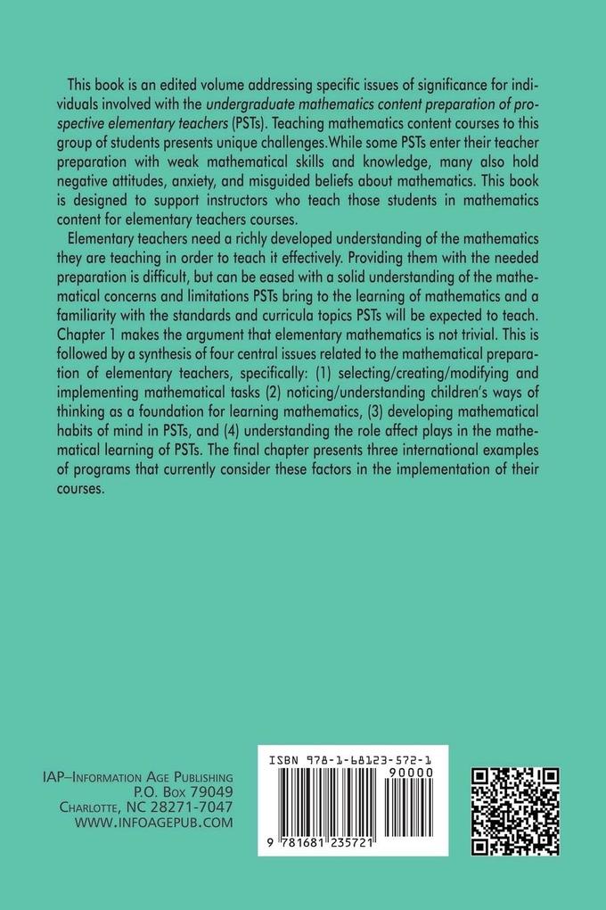 Weitere Ansicht: The Mathematics Education of Elementary Teachers