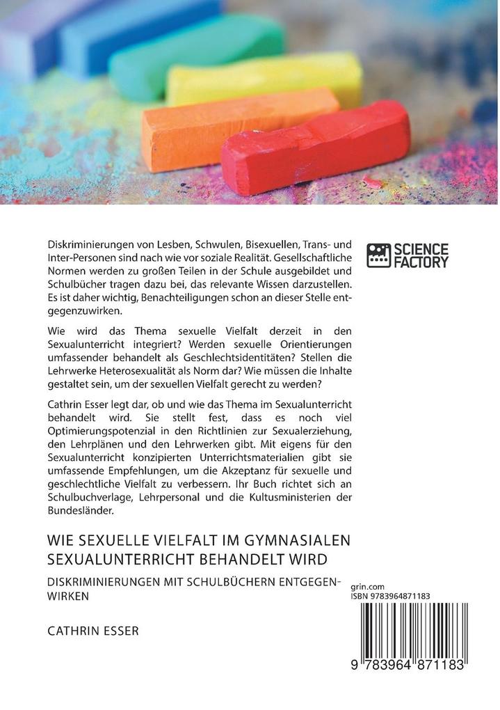 Weitere Ansicht: Wie sexuelle Vielfalt im gymnasialen Sexualunterricht behandelt wird. Diskriminierungen mit Schulbüchern entgegenwirken | Cathrin Esser