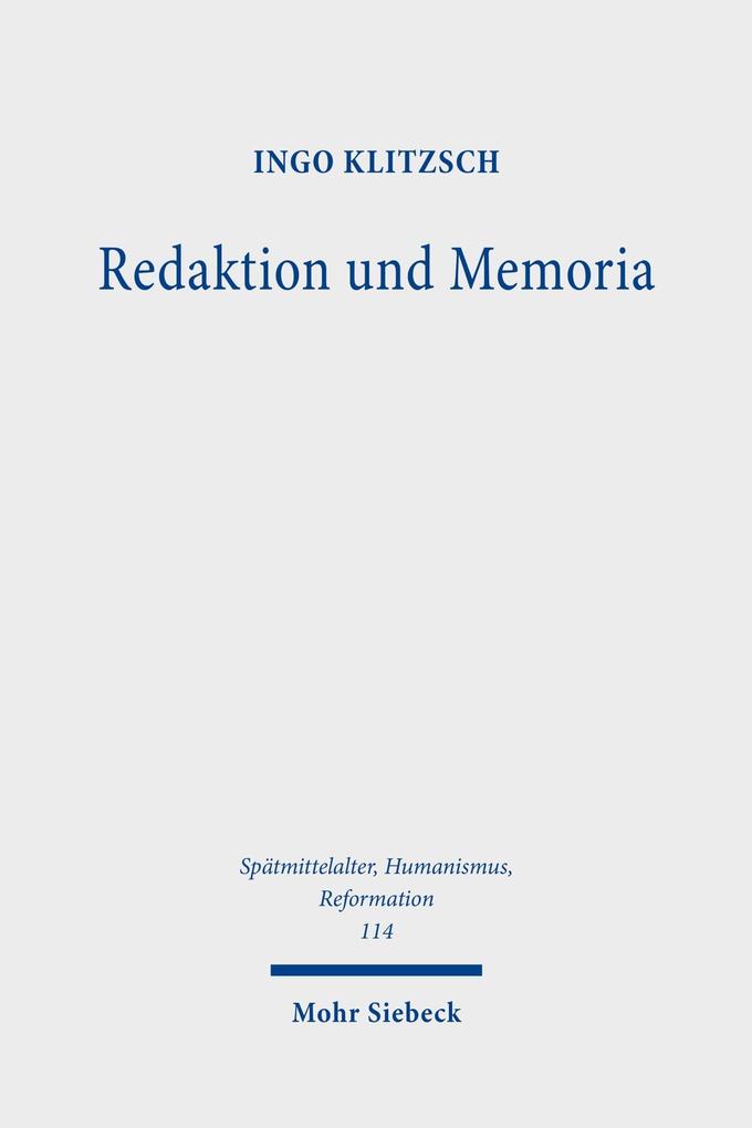Produktbild: Redaktion und Memoria | Ingo Klitzsch