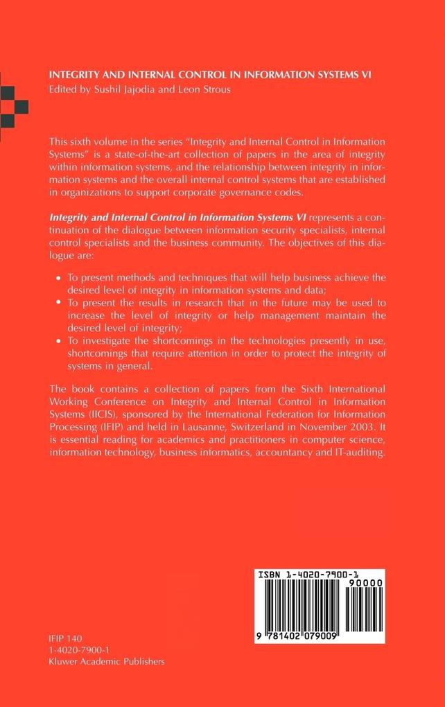 Weitere Ansicht: Integrity and Internal Control in Information Systems VI