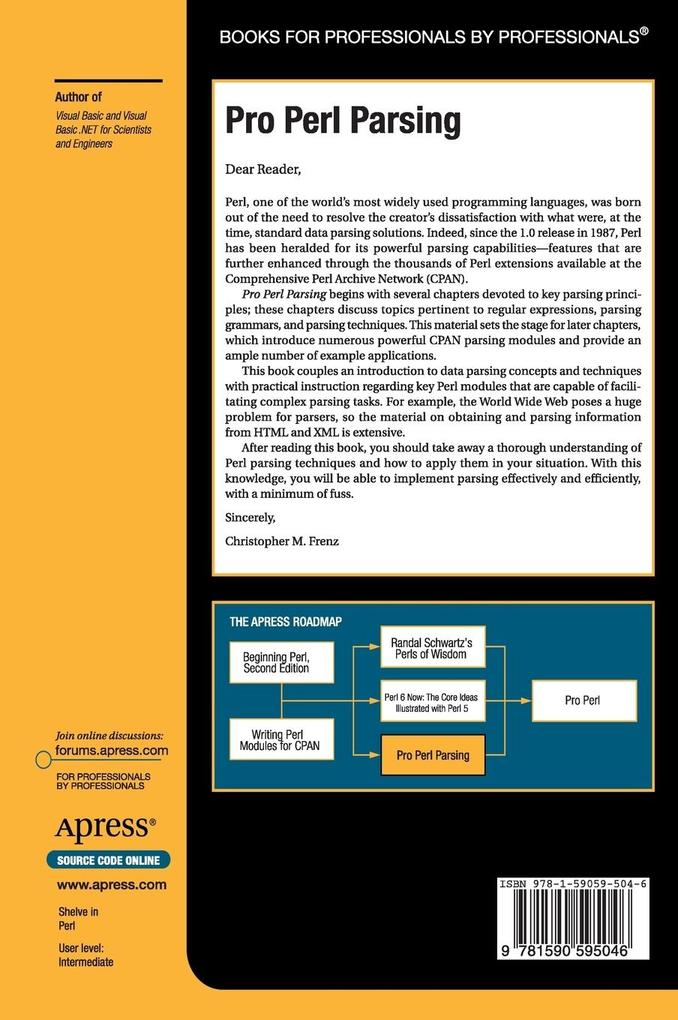 Weitere Ansicht: Pro Perl Parsing | Christopher M. Frenz