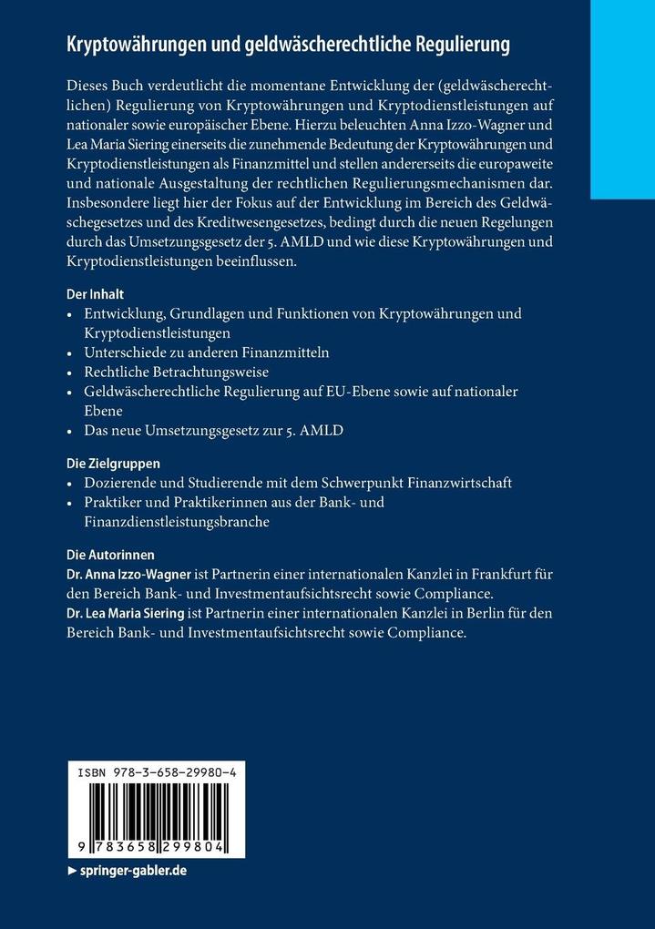 Weitere Ansicht: Kryptowährungen und geldwäscherechtliche Regulierung | Anna Izzo-Wagner, Lea Maria Siering