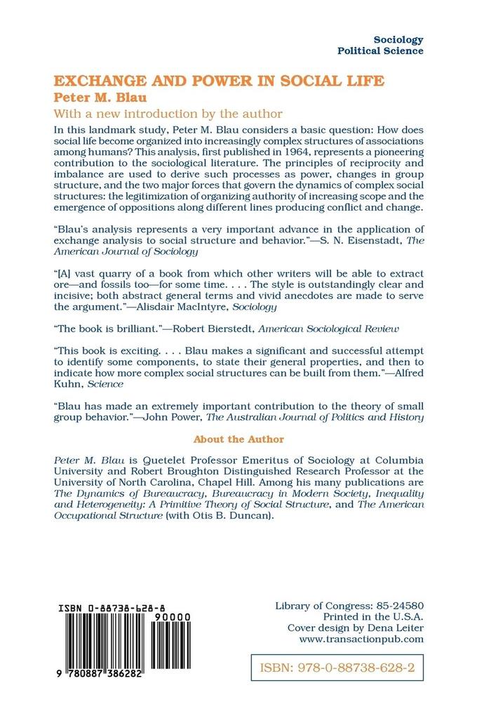 Weitere Ansicht: Exchange and Power in Social Life | Peter M. Blau