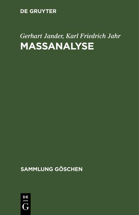 Produktbild: Maßanalyse | Gerhart Jander, Karl Friedrich Jahr
