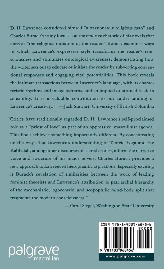 Weitere Ansicht: D. H. Lawrence's Language of Sacred Experience | C. Burack
