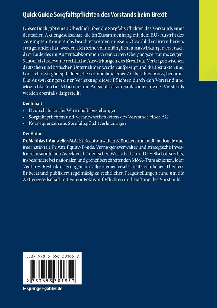 Weitere Ansicht: Quick Guide Sorgfaltspflichten des Vorstands beim Brexit | Matthias J. Annweiler