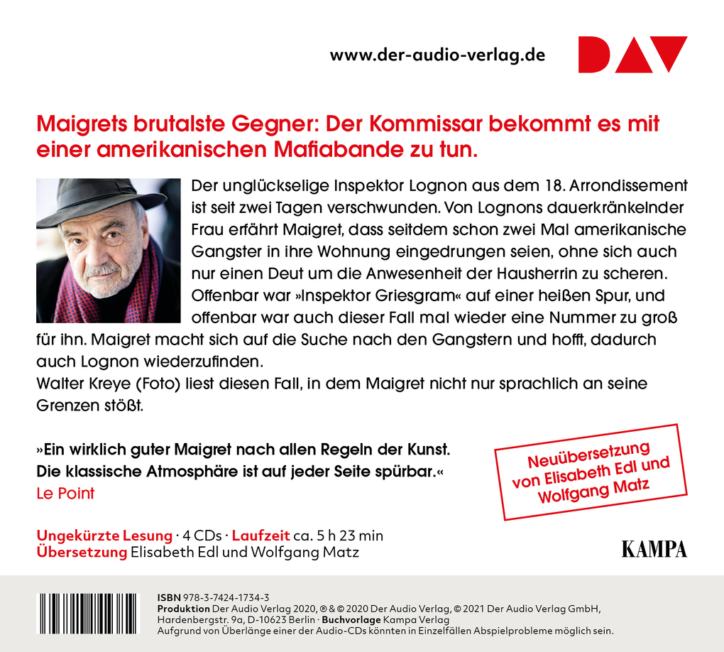 Weitere Ansicht: Maigret, Lognon und die Gangster, 4 Audio-CD | Georges Simenon