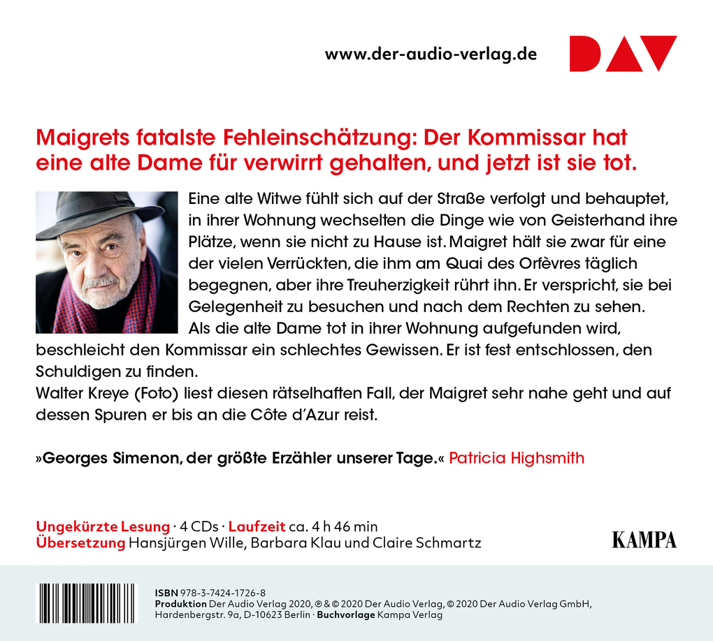 Weitere Ansicht: Maigret und die verrückte Witwe, 4 Audio-CD | Georges Simenon