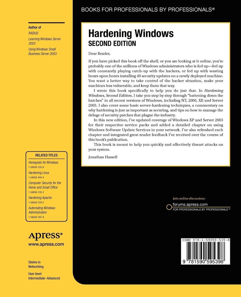 Weitere Ansicht: Hardening Windows | Jonathan Hassell