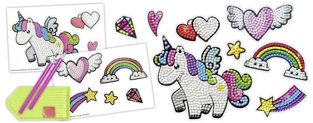 Weitere Ansicht: URSUS Kinder-Bastelsets Diamond Painting Sticker Unicorn, 2er Bogen