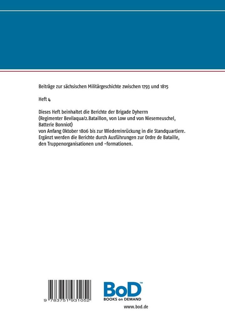 Weitere Ansicht: Die Berichte der sächsischen Truppen aus dem Feldzug 1806 (III)