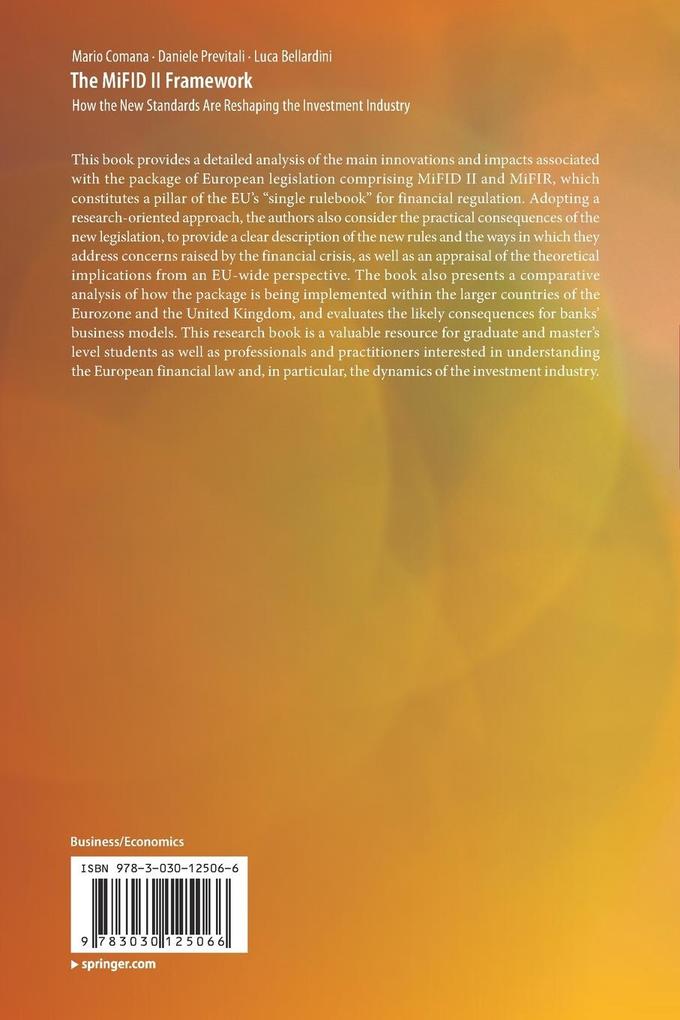 Weitere Ansicht: The MiFID II Framework | Mario Comana, Daniele Previtali, Luca Bellardini