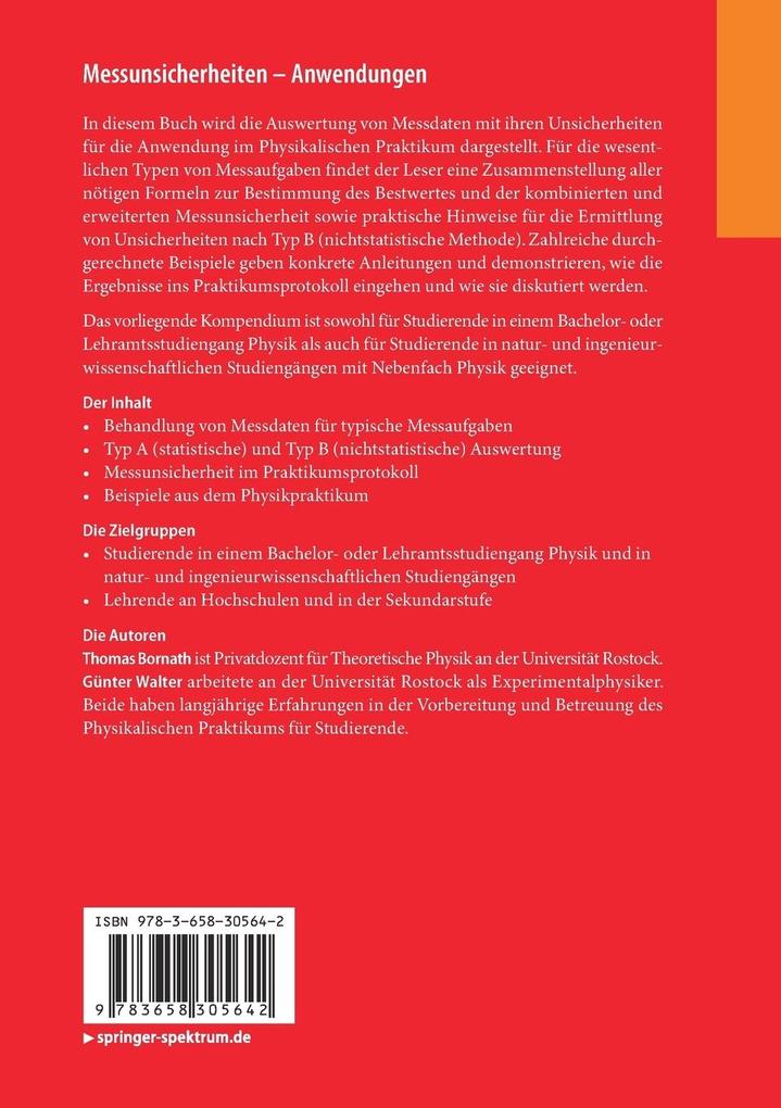 Weitere Ansicht: Messunsicherheiten - Anwendungen | Thomas Bornath, Günter Walter