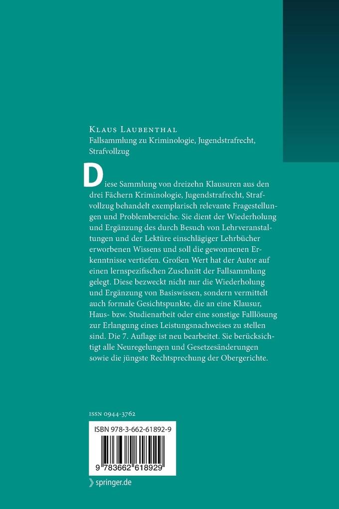 Weitere Ansicht: Fallsammlung zu Kriminologie, Jugendstrafrecht, Strafvollzug | Klaus Laubenthal