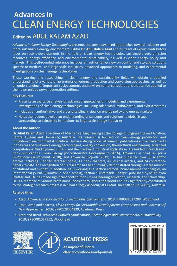 Weitere Ansicht: Advances in Clean Energy Technologies