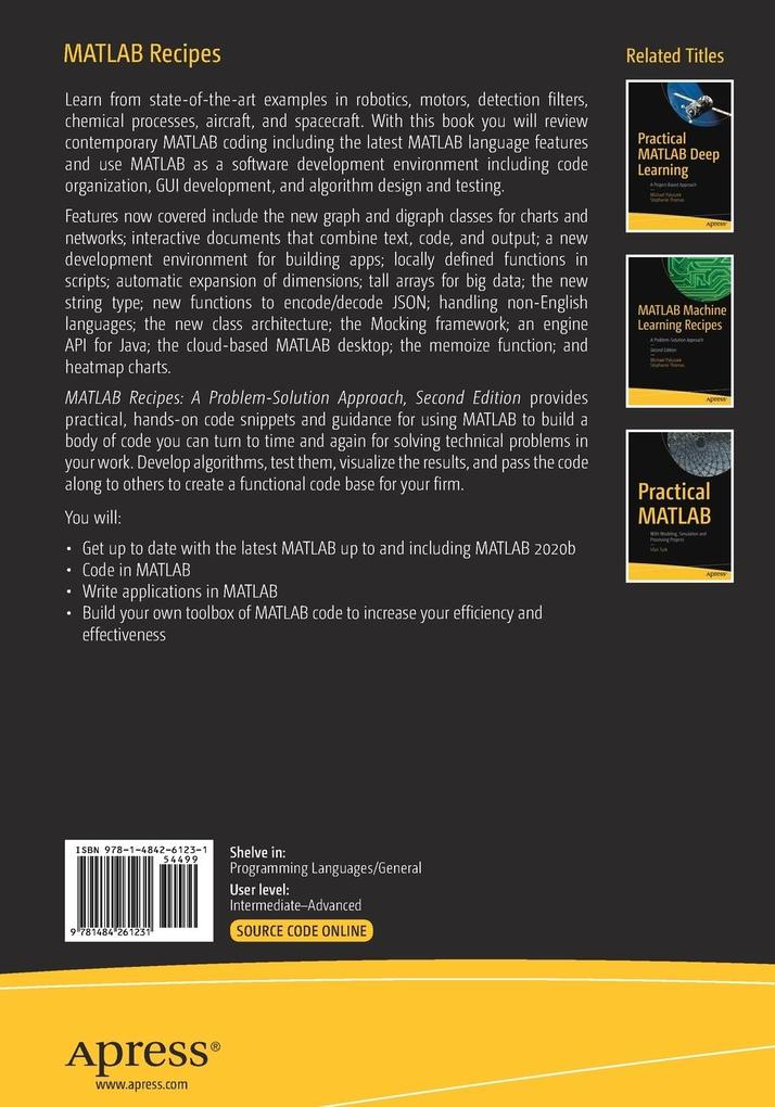 Weitere Ansicht: MATLAB Recipes | Michael Paluszek, Stephanie Thomas